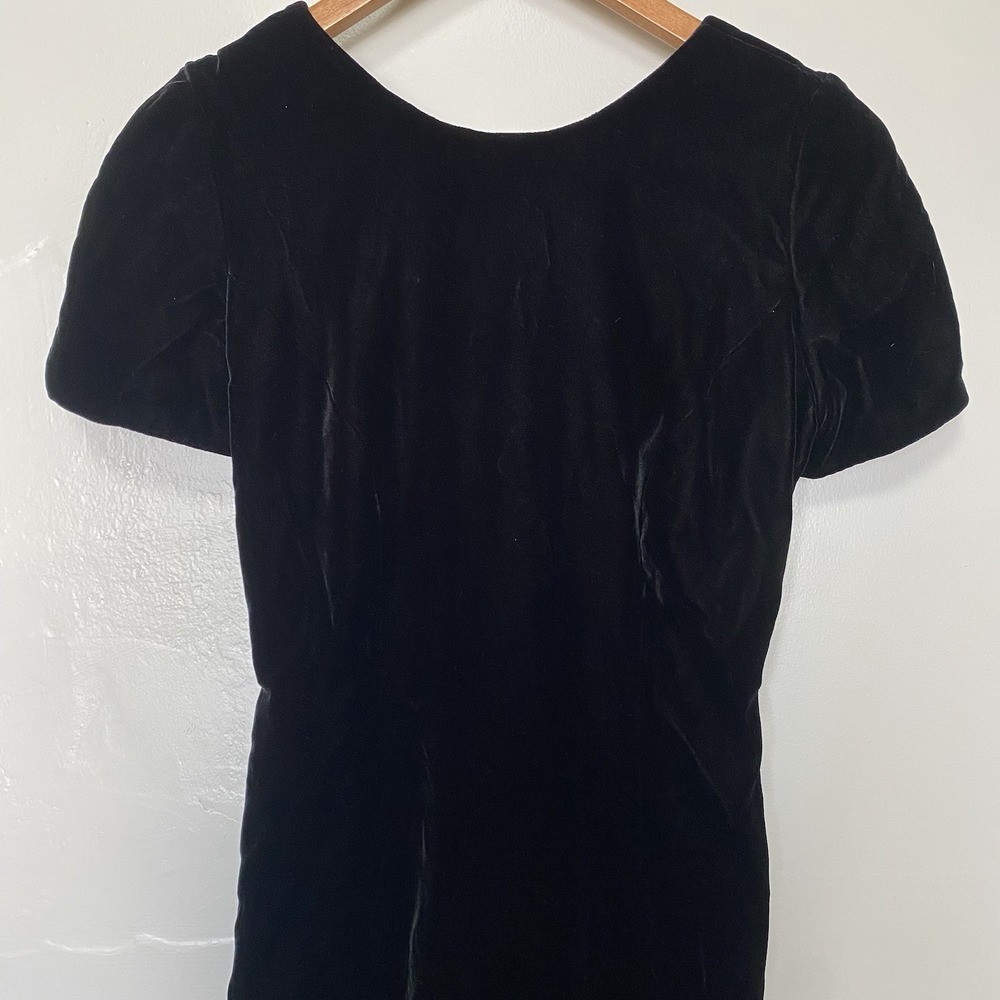 Vintage Santa Fe by Jim Tremblay 8 Velvet Black Maxi Dress Lace Up Back Peasant - Picture 2 of 9